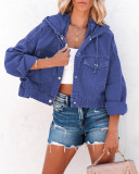 Drawstring Hooded Loose Denim Coat GYAN-606