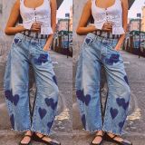 Casual Loose Heart Spliced Tube Jeans GYAN-16849