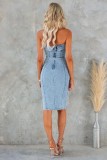 Wrap Sexy Patchwork Slim Denim Dress GYAN-32153
