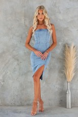 Wrap Sexy Patchwork Slim Denim Dress GYAN-32153