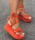 Copy Strappy Slope Heel Thick Sandals GYUX-a050