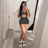 Solid Color Sleeveless Vest Two Piece Shorts Set TR-1309