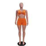 Solid Color Sleeveless Vest Two Piece Shorts Set TR-1309