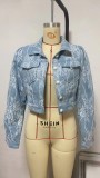 Casual Loose Floral Lace Denim Jacket GYAN-16802