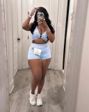 Solid Color Sleeveless Vest Two Piece Shorts Set TR-1309