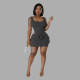 Solid Color Bodysuit Sport Two Piece Skirt Set TR-1310
