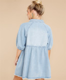 Pullover Lapel Denim Shirt Dress GYAN-22880