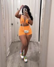 Solid Color Sleeveless Vest Two Piece Shorts Set TR-1309