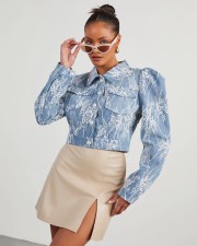 Casual Loose Floral Lace Denim Jacket GYAN-16802