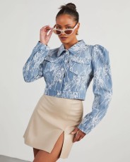 Casual Loose Floral Lace Denim Jacket GYAN-16802