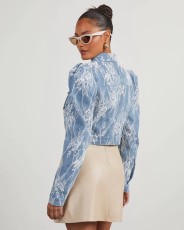 Casual Loose Floral Lace Denim Jacket GYAN-16802