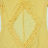 V Neck Solid Color See Through Maxi Dress CYA-901194