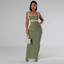 Solid Color Sleeveless Sling Split Maxi Dress CYA-901205