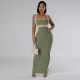 Solid Color Sleeveless Sling Split Maxi Dress CYA-901205