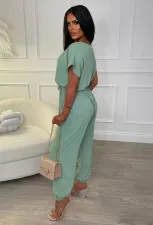 V-neck Short Sleeve Loose Casual Jumpsuit GYSF-8344