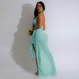 Sexy Halter High Split Solid Maxi Dress CYA-901200
