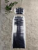 Print Wrap Vest Slim Split Half-body Skirt Set GYSF-1072