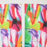 Print Tie Up Backless Top Two Piece Pants Set CYA-901196