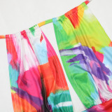 Print Tie Up Backless Top Two Piece Pants Set CYA-901196