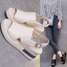 Muffin Thick Bottom Slope Heeled Shoes GYUX-7899