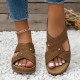 Cross Strap Hollow Out Slope Heel Slippers GYUX-F22