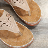 Hollowed Out Thick Bottom Clip Toe Sandal Slippers GYUX-241