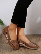 Hollow Out Solid Color Single Shoes Low Heeled Sandals GYUX-304