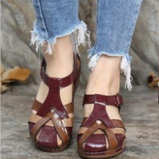 Slope Heel Roman Shoes Cross Buckle Sandals GYUX-292