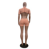 Solid Color Casual Short Sleeve Slim Romper TR-1308