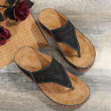 Hollowed Out Thick Bottom Clip Toe Sandal Slippers GYUX-241