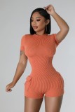 Solid Color Casual Short Sleeve Slim Romper TR-1308