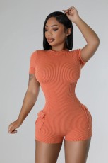 Solid Color Casual Short Sleeve Slim Romper TR-1308