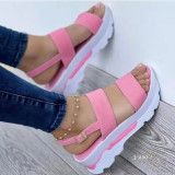 Wide Side One Strap Thick Bottom Slope Heel Sandals GYUX-312321