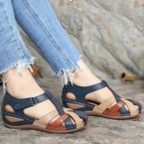 Slope Heel Roman Shoes Cross Buckle Sandals GYUX-292