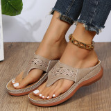 Hollowed Out Thick Bottom Clip Toe Sandal Slippers GYUX-241
