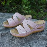 Embroidered Slope Heel Fish Mouth Sandals GYUX-63541