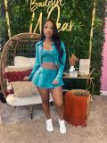Long Sleeve Slim Two Piece Skirts Set (With Safety Pants) CH-24100