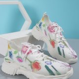 Flower Print Tie Up Fashion Flat Sneakers GYUX-5646