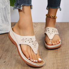 Hollowed Out Thick Bottom Clip Toe Sandal Slippers GYUX-241