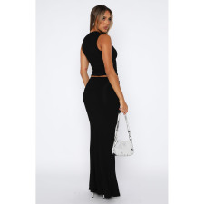 Solid Color Sleeveless Half Body Skirt Two Piece Set ASL-6712