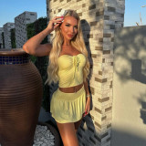 Sexy Solid Color Pleated Two Piece Skirts Set ASL-6717