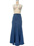 Fashion Denim Solid Half Body Skirt OD-8681