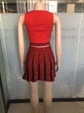 Print Sleeveless Tank Tops And Skirt Sweater 2 Piece Set OSM-4458