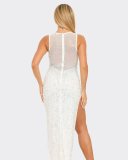 Hot Drill Pearl Patchwork Sleeveless Split Maxi Dress NY-3181