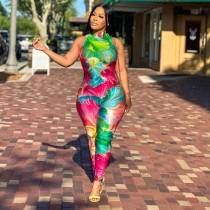 Sleeveless Print Tight Jumpsuit NY-10778