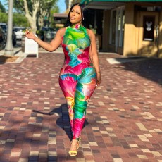 Sleeveless Print Tight Jumpsuit NY-10778