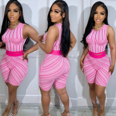 Sleeveless Print Spoirt Tank Tops 2 Piece Shorts Set GDIM-2411
