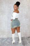 Denim Double Waistline Skirt OD-8680