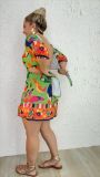 Printed Backless Lantern Sleeve Mini Dress NY-10777