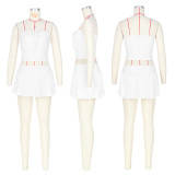 Sexy Solid Color Pleated Two Piece Skirts Set ASL-6717